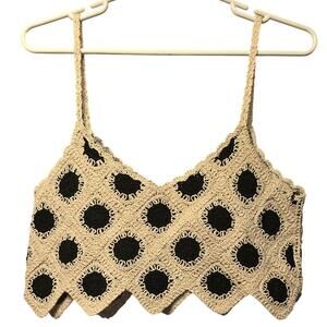 Priceless crochet rosette boho crop top size large
